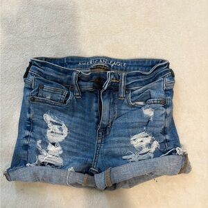 American Eagle Outfitters Light Blue Ripped Jean Shorts